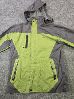 Camel Outdoor Specialist Mens 3X Hood Rain Jacket Green Gray Lined Windbreaker